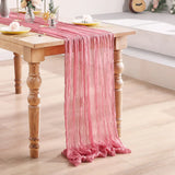 elvesmall  6PCS European Crease Cloth Table Runner Boho Style American Tabletop Decor Wedding Banquet Festive Birthday Party Table Path