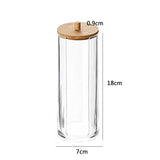 elvesmall Acrylic Makeup Organizer Cotton Swabs Containerwith Bamboo Lid Cosmetic Transparent Box Cotton Pad Organizer Jewelry Storage Box