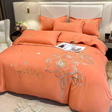 elvesmall New Class a High Precision Cotton Brushed Embroidery Four-Piece Set Pure Cotton Bed Sheet Duvet Cover