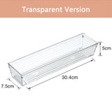 elvesmall Clear Drawer Organizer Transparent Drawer Divider Storage Box Bins Case for Utensil Cosmetic Groceries Kitchen Tableware