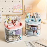 elvesmall Cute Pen Pencil Pot Holder Brush Storage Box Container Desk Organizer Multifunction Stationery Office Supplies Desk Hold Pens