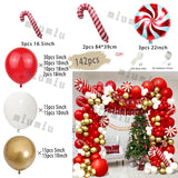 elvesmall Christmas Balloon Arch Set Candy Cane Aluminum Film Red Green White Father Christmas New Year Balloons Party Decoration Gifts