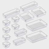 elvesmall Clear Drawer Organizer Transparent Drawer Divider Storage Box Bins Case for Utensil Cosmetic Groceries Kitchen Tableware