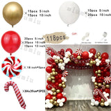 elvesmall Christmas Balloon Arch Set Candy Cane Aluminum Film Red Green White Father Christmas New Year Balloons Party Decoration Gifts