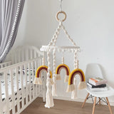 elvesmall  Baby Crib Mobile Rainbow Crib Mobile Wooden Mobile Boho Baby Mobile Bassinet Mobile for Baby Nursery and Ceiling Decorations