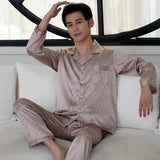 elvesmall  Brand Design Pajamas Men Summer Ice Silk Home Wear Set Male Thin Satin Sleep Clothing Night Suit Gentlemen Pyjamas Breathable