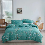 elvesmall Candy Colours Plum Blossom Double Duvet Cover Set 220x240 Soft Skin Friendly Quilt Cover and Pillowcase Queen Blanket Cover Set