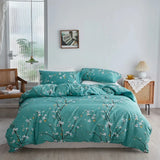 elvesmall  Candy Colours Plum Blossom Double Duvet Cover Set 220x240 Soft Skin Friendly Quilt Cover and Pillowcase Queen Blanket Cover Set