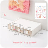 elvesmall Cute Desk Organizer Drawer With Sticker Kawaii Plastic Office Table Organizer Stationery Storage Box Container For Home School