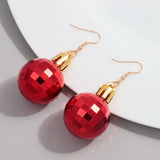 elvesmall Christmas Acrylic Mirror Disco Ball Drop Earring for Women Creative Rock 3D Bulb Dangle Earrings Xmas New Year Jewelry