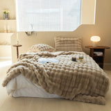 elvesmall Thicken Luxury Faux Fur Blanket Double Layer Winter Rabbit Fur Plush Plaid for Bed Cushion Cover Home Throw Blankets Bedspread