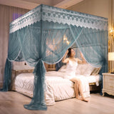 elvesmall New Pirncess Lace Mosquito Net for Bed Square Romantic Curtain Bed Net Canopy Mosquito Tent Mesh