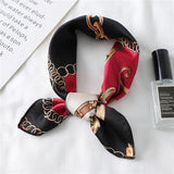 elvesmall Women Small Satin Silk Scarf Square Print Wrap Foulard Femme Handkerchief Bandana Neck Hair Skinny Tie Scarves Shawls