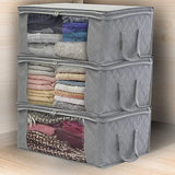 elvesmall Large Capacity Clothing Storage Box Folding Non Woven Fabric Quilts Clothes Organizer Case With Zipper Organiseurs De Rangement