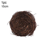 elvesmall 8-25cm Round Rattan Bird Nest Easter Decoration Bunny Eggs Artificial Vine Nest For Home Garden Decor Happy Easter Party Supply