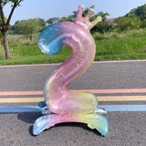 elvesmall  32 Inch Crystal Gradient Number Stand Foil Balloons with Crown Figures Globos 0-9 Birthday Party Decorations Wedding Baby Shower