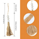 elvesmall 20pcs Jute Rope Tassels with 3 Wood Beads Hemp Burlap Tassels for Curtain DIY Craft Christmas Tree Home Party Decorations