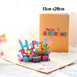 elvesmall 3D Pop UP Happy Birthday Greeting Cards Invitation Card Happy Mother's Father's Day Love Mom Dad Rose Flower Thank You Gift Card