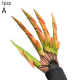 elvesmall  Halloween  Funny Tricky Flexible  Finger Gloves Mechanical Toy Costume Party Ghost Claw Props Hand Articulated Model Kid Adult