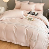 elvesmall  Light Luxury Style 120 Thread Count Pure Cotton Four Piece Set Embroidered All Cotton Quilt Cover Premium Feeling Bed Sheet
