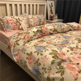elvesmall Ins Nordic Flower Duvet Cover Set With Pillowcase Fashion Design Bed Flat Sheet Girls Women 3/4pcs Bedding Set Twin Queen Size