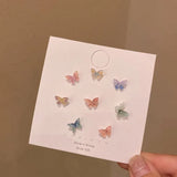 elvesmall Fashion New Delicate Elegant Butterfly Earrings Sets Simple Cute Korean Small Stud Earring for Women Girls Party Jewelry Gifts