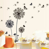 elvesmall Black Dandelion Wall Stickers Butterflies On The Wall Living Room Bedroom Glass Window Decoration Mural Art Home Decor Decals