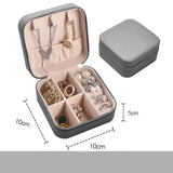 elvesmall Portable Jewelry Box Jewelry Organizer Display Travel Jewelry Case Boxes Button Leather Storage Zipper Jewelers Makeup Organizer