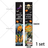 elvesmall Halloween Hanging Door Curtain Banner Pumpkin Ghost Happy Halloween Decorations For Home Trick Or Treat Horror Party Supplies