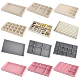 elvesmall Jewelry Storage Box Earring Ring Necklace Brooch Holder Velvet Jewelry Display Box Necklace Classification Organizer Drawer Tray