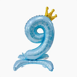 elvesmall  32 Inch Crystal Gradient Number Stand Foil Balloons with Crown Figures Globos 0-9 Birthday Party Decorations Wedding Baby Shower