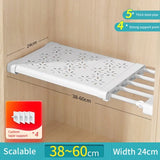 elvesmall Adjustable Closet Organizer Kitchen Storage Shelves Space Saving Wardrobe Wall Mounted Rack Home Appliance Cabinet Holder1pc