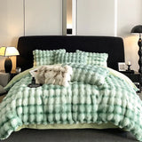elvesmall  Faux fur winter Bed linen super soft bed cover full set Bubble Fleece quilt Duvet cover set bed sheets set Microfiber bedding
