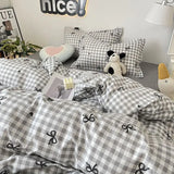 elvesmall Ins Nordic Duvet Cover Set 2024 Summer New Twin Queen Size Kids Adult Flat Sheet Pillowcase No Filler Fashion Bed Linens