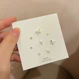 elvesmall Fashion New Delicate Elegant Butterfly Earrings Sets Simple Cute Korean Small Stud Earring for Women Girls Party Jewelry Gifts