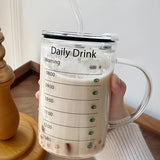 elvesmall 1pc 1L High Borosilicate Glass Cup with Lid and Straw Large Capacity Water Cup Iced Coffee Mugs Drinking Glasses Drinkware Gifts