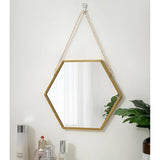 elvesmall Hexagon Shape Decorative Mirror Wall Decor Makeup Hanging Mirror Bathroom Cosmetic Mirror Bedroom Room Wall Decoration