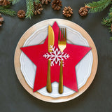 elvesmall 4/8pcs Christmas Knife Fork Holder Felt Xmas Tree Star Shape Pocket Cutlery Bag New Year Party Dinner Table Decoration Organizer