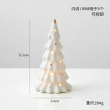 elvesmall Ceramic Christmas luminous snowman luminous car small desktop home ornament Christmas gift