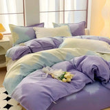 elvesmall Gradient Blue Bedding Set Soft Duvet Cover with Sheet Simple Quilt Cover and Pillow Covers Girls Woman Bed Sets