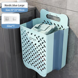 elvesmall Bathroom Folding Dirty Clothes Storage Basket Wall Mounted Hanging Portable Punch-Free Clothes Bucket Organizer Laundry Basket