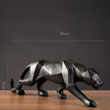 elvesmall Panther Statue Animal Figurine Abstract Geometric Style Resin Leopard Sculpture Home Office Desktop Decoration Crafts