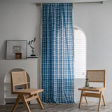 elvesmall Kitchen Curtains for Living Room Bedroom Home Decoration Curtain Semi Blackout American Style Plaid Yarn-dyed Cotton and Linen