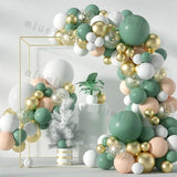 elvesmall  Retro Green Balloon Garland Arch Kit Wedding Birthday Balloons Decoration Party White Balloons For Baby Shower Decor Supplies