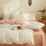 elvesmall Lace Style Bedding Set Pure Cotton Bed Sheets Set Girls Room Bedclothes Skin-friendly Duvet Cover Set for Home