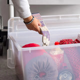 elvesmall  USA 91 Quart Buckle Down Storage Box, Clear
