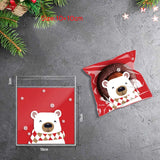 elvesmall 100pcs Christmas Cookie Candy Bags Self Adhesive Gift Packaging Biscuit Snack Bag New Year  Noel Navidad Xmas Party decor