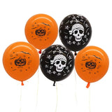 elvesmall 12pcs Halloween Party Balloon Dress Up Horror Vibe Event Decor Skeleton Pumpkin Bats Ghost Festival Party Decoration Balloons