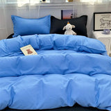 elvesmall Ins Purple Blueberry Four-piece Bedding Set Washed Cotton Double-layer Yarn Literary Quilt Cover Bed Sheet Three-piece Set