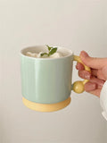elvesmall  -  Korean Style Simple Ins Style Creative Mug Ceramic Frosted Matte Glaze Niche Couple Cup with Handle Household Milk Oatmeal Cup